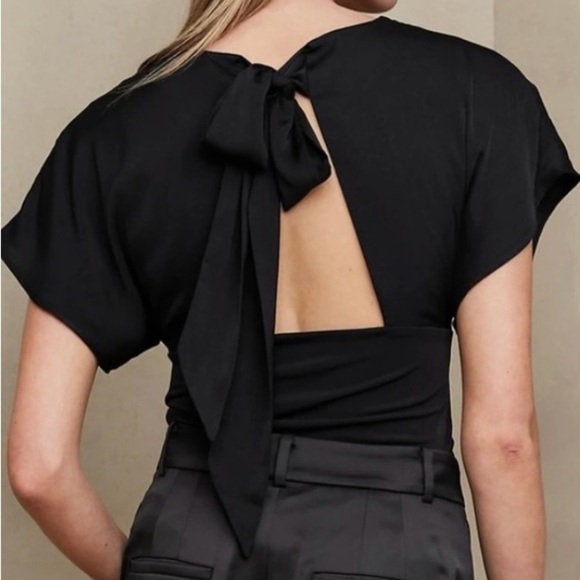 BANANA REPUBLIC Y2K V-NECK TIE BACK TOP FLUTTER SLEEVES BRICK RED SZ MEDIUM NWT - Picture 3 of 8